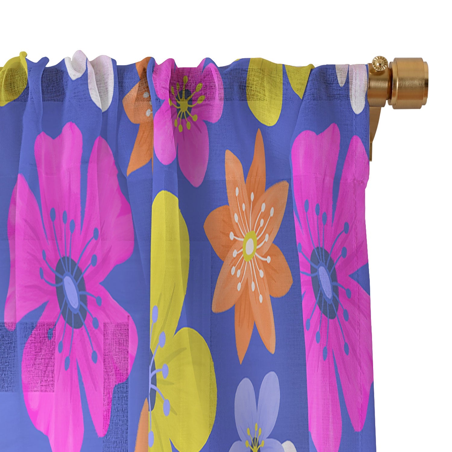 Seta Zakian Floral blue pattern Sheer Window Curtain
