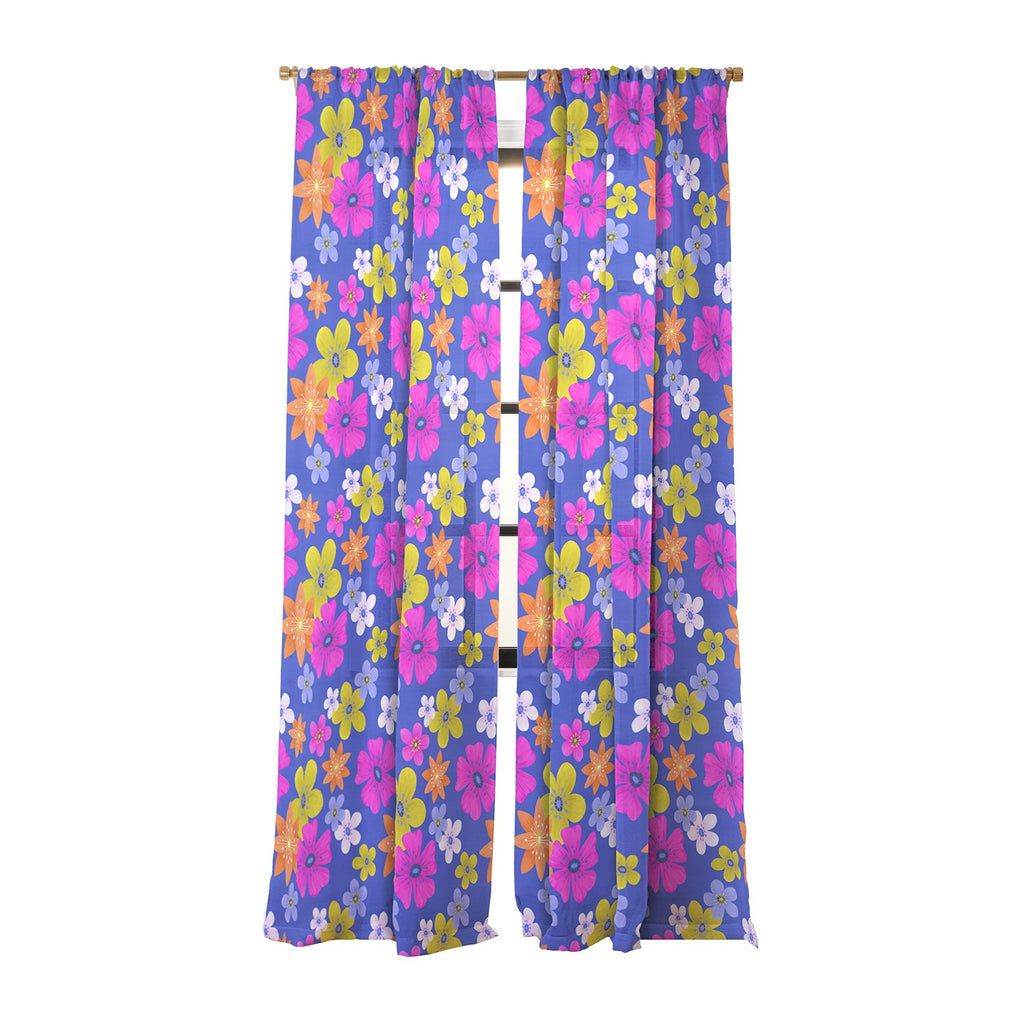 Seta Zakian Floral blue pattern Sheer Window Curtain
