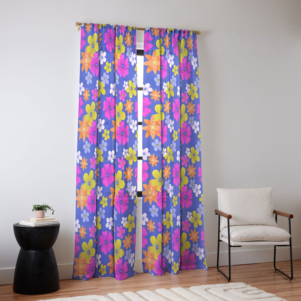 Seta Zakian Floral blue pattern Sheer Non Repeat