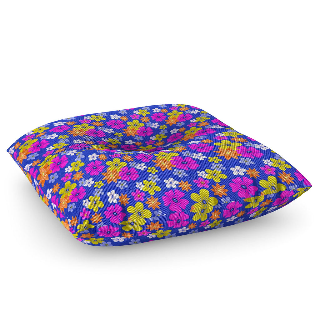 Seta Zakian Floral blue pattern Floor Pillow Square