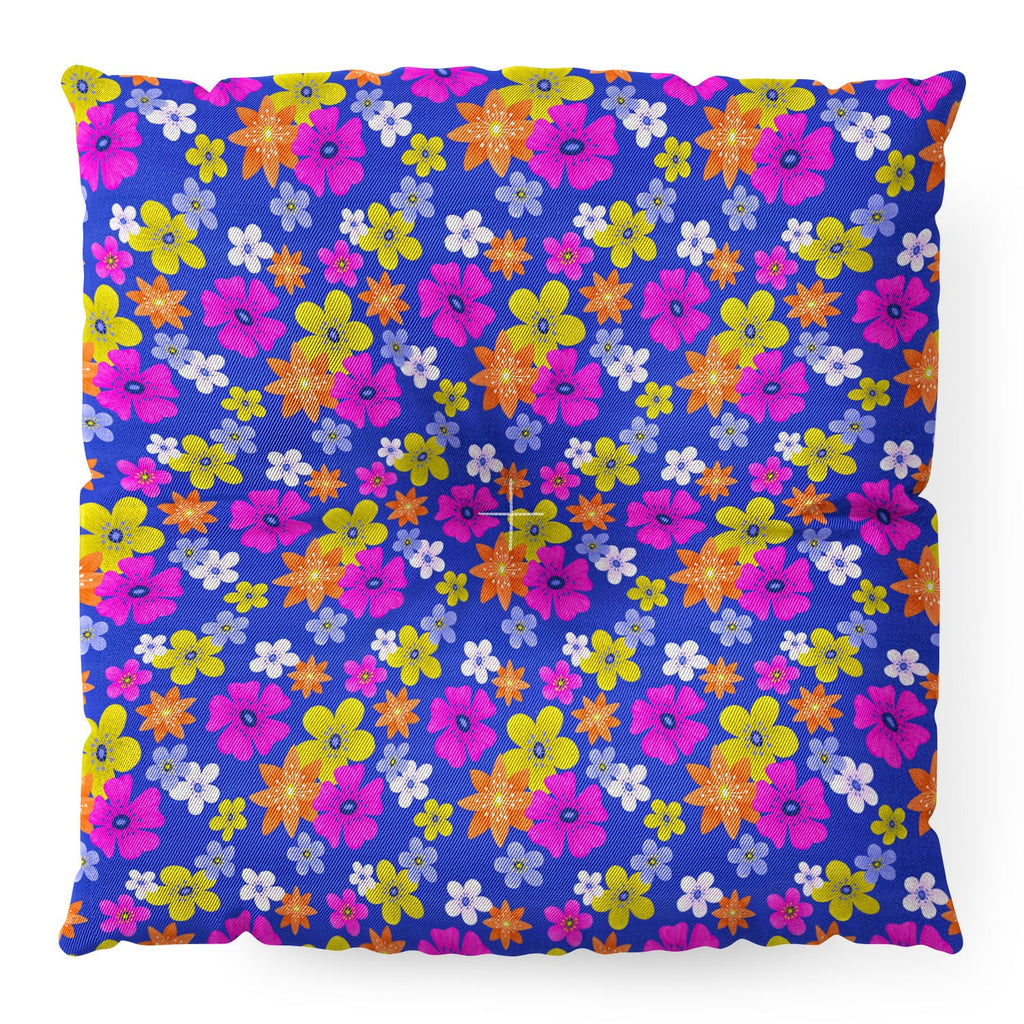 Seta Zakian Floral blue pattern Floor Pillow Square
