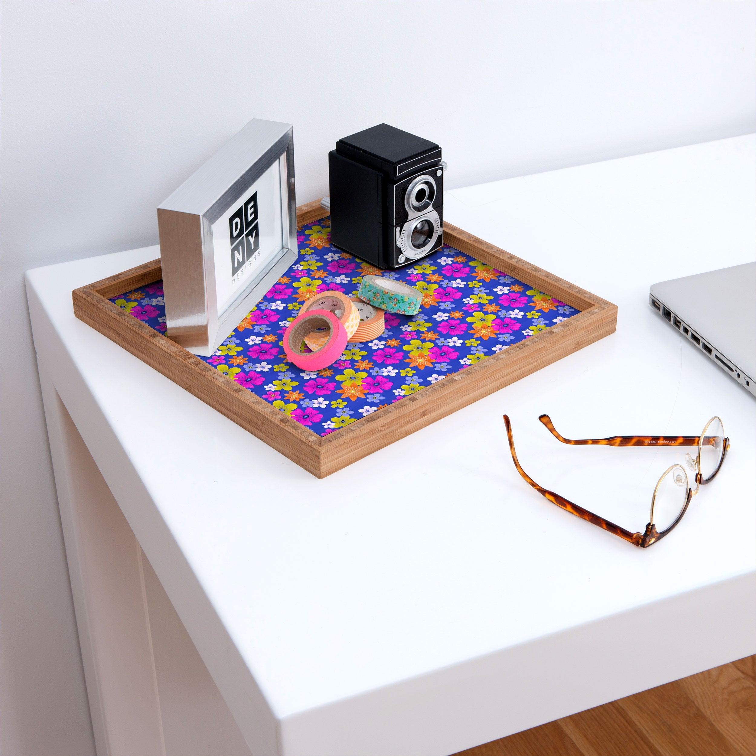 Seta Zakian Floral blue pattern Square Tray