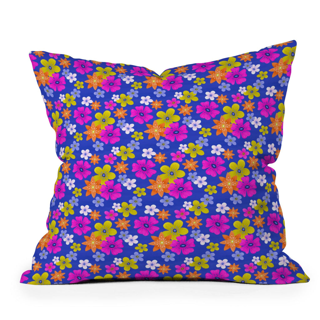 Seta Zakian Floral blue pattern Outdoor Throw Pillow