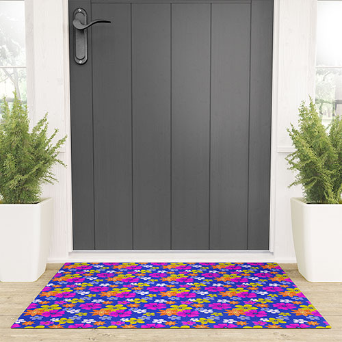 Seta Zakian Floral blue pattern Welcome Mat