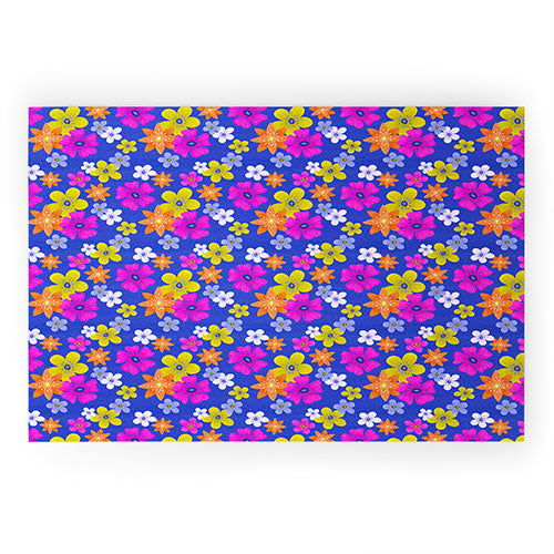 Seta Zakian Floral blue pattern Welcome Mat