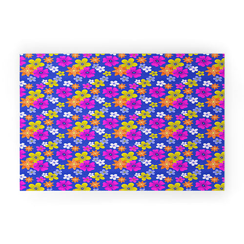 Seta Zakian Floral blue pattern Welcome Mat