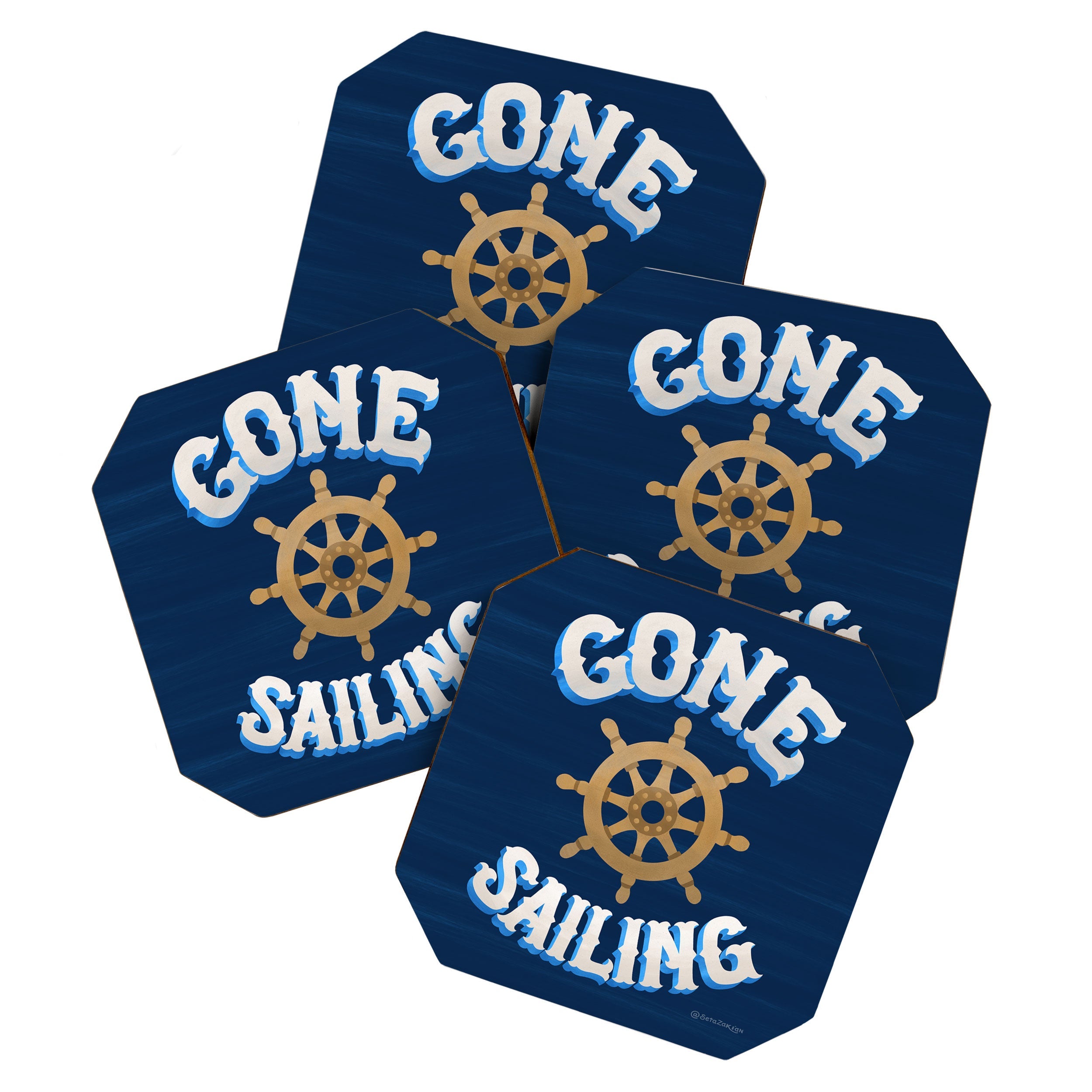Seta Zakian Gone Sailing Coaster Set