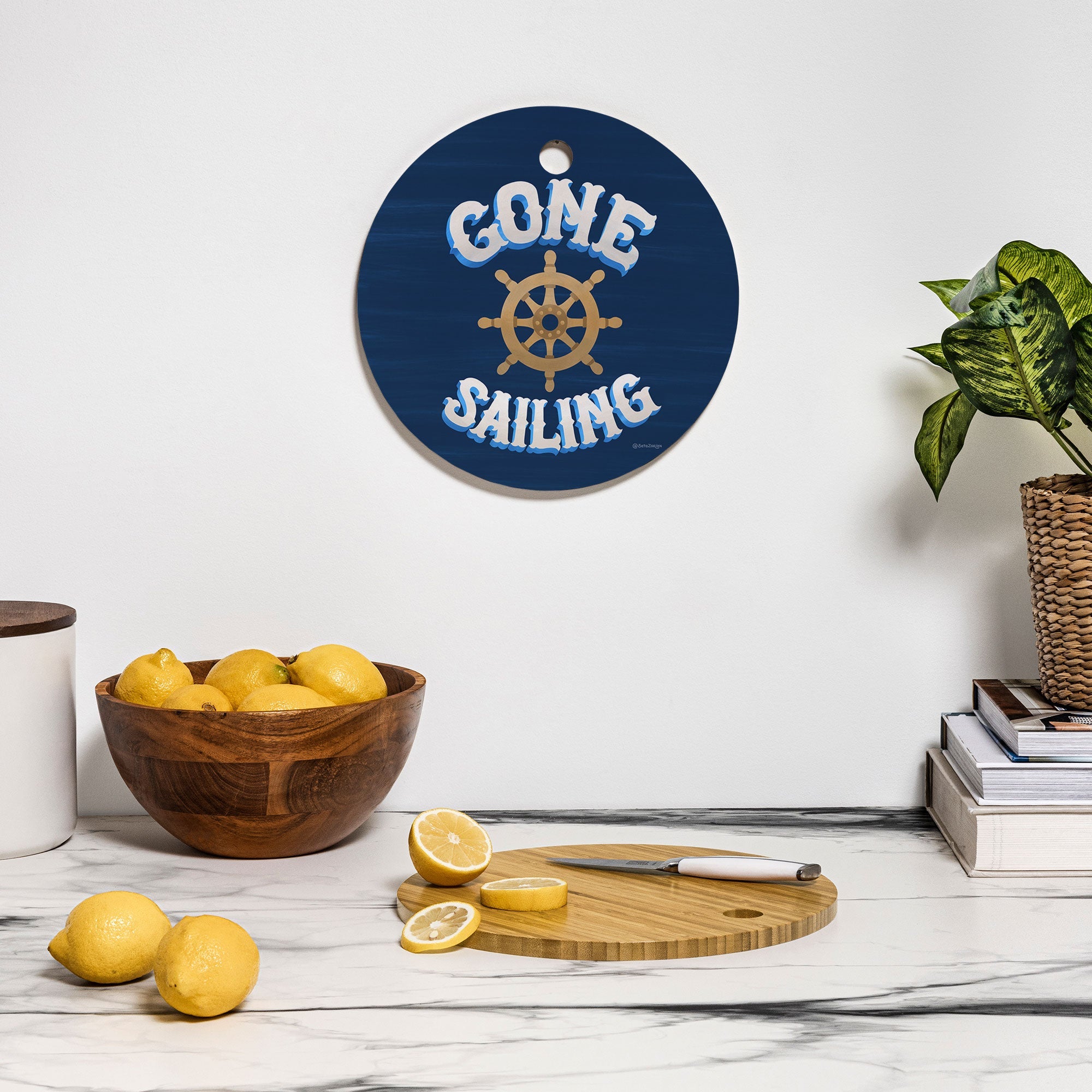 Seta Zakian Gone Sailing Cutting Board Round