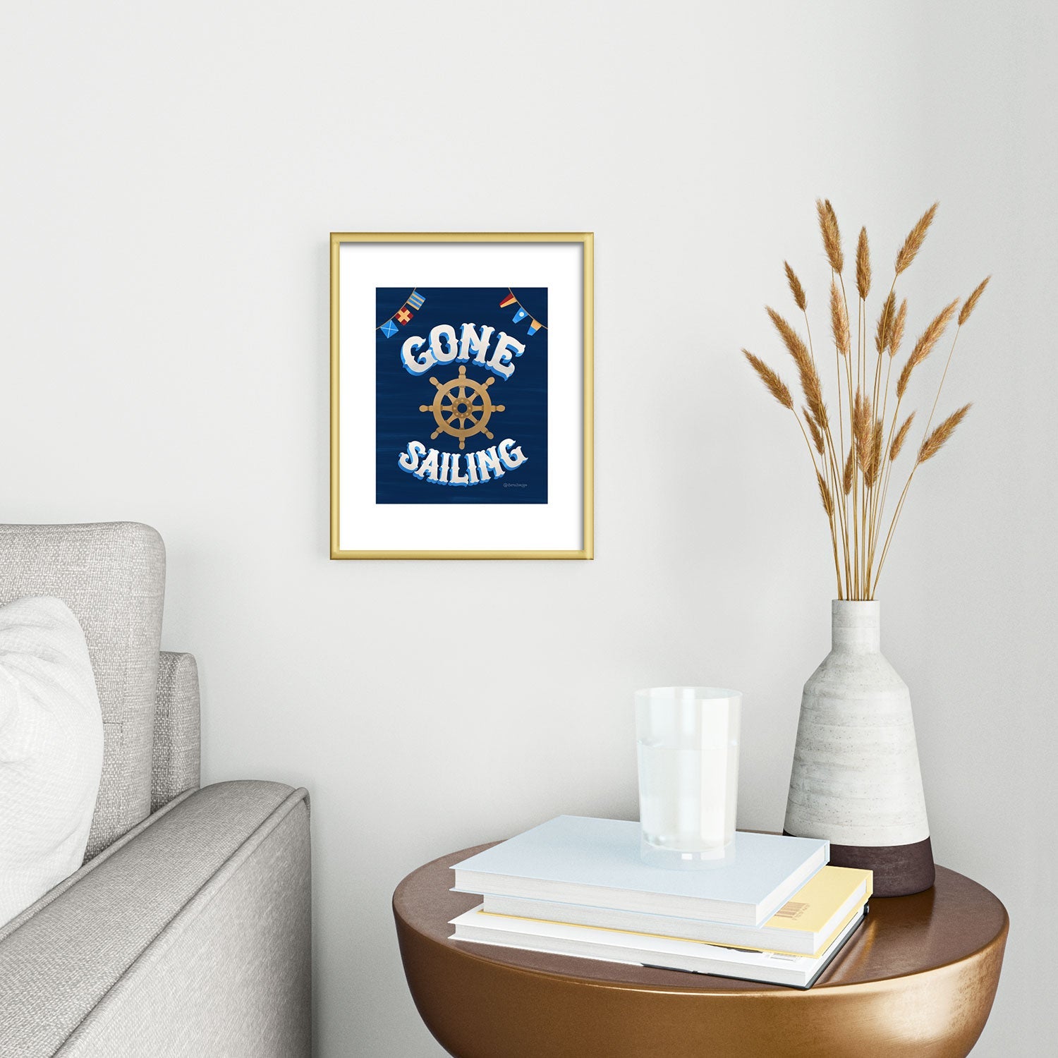 Seta Zakian Gone Sailing Metal Framed Art Print