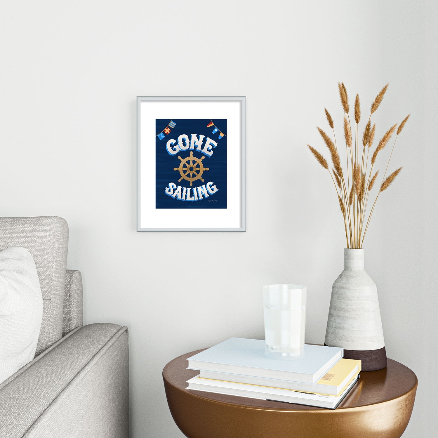 Seta Zakian Gone Sailing Metal Framed Art Print