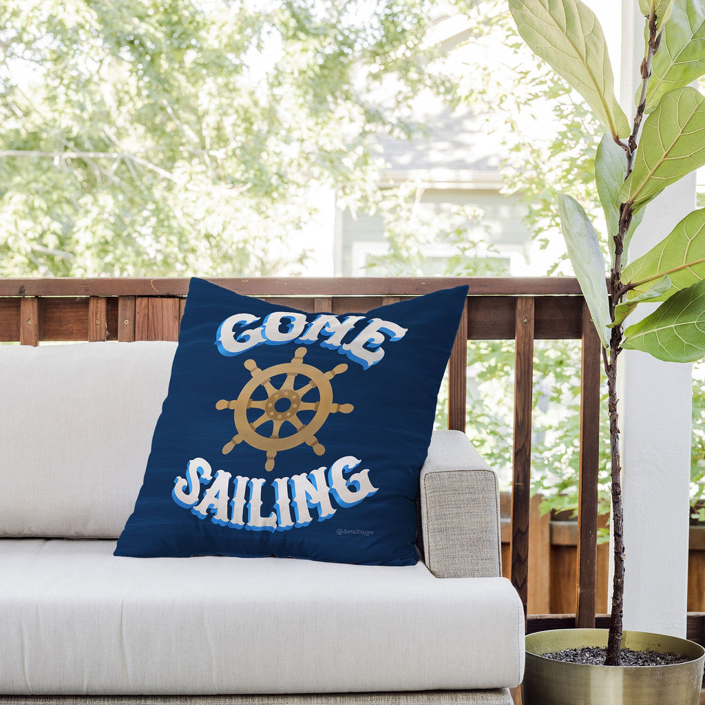 Seta Zakian Gone Sailing Outdoor Throw Pillow