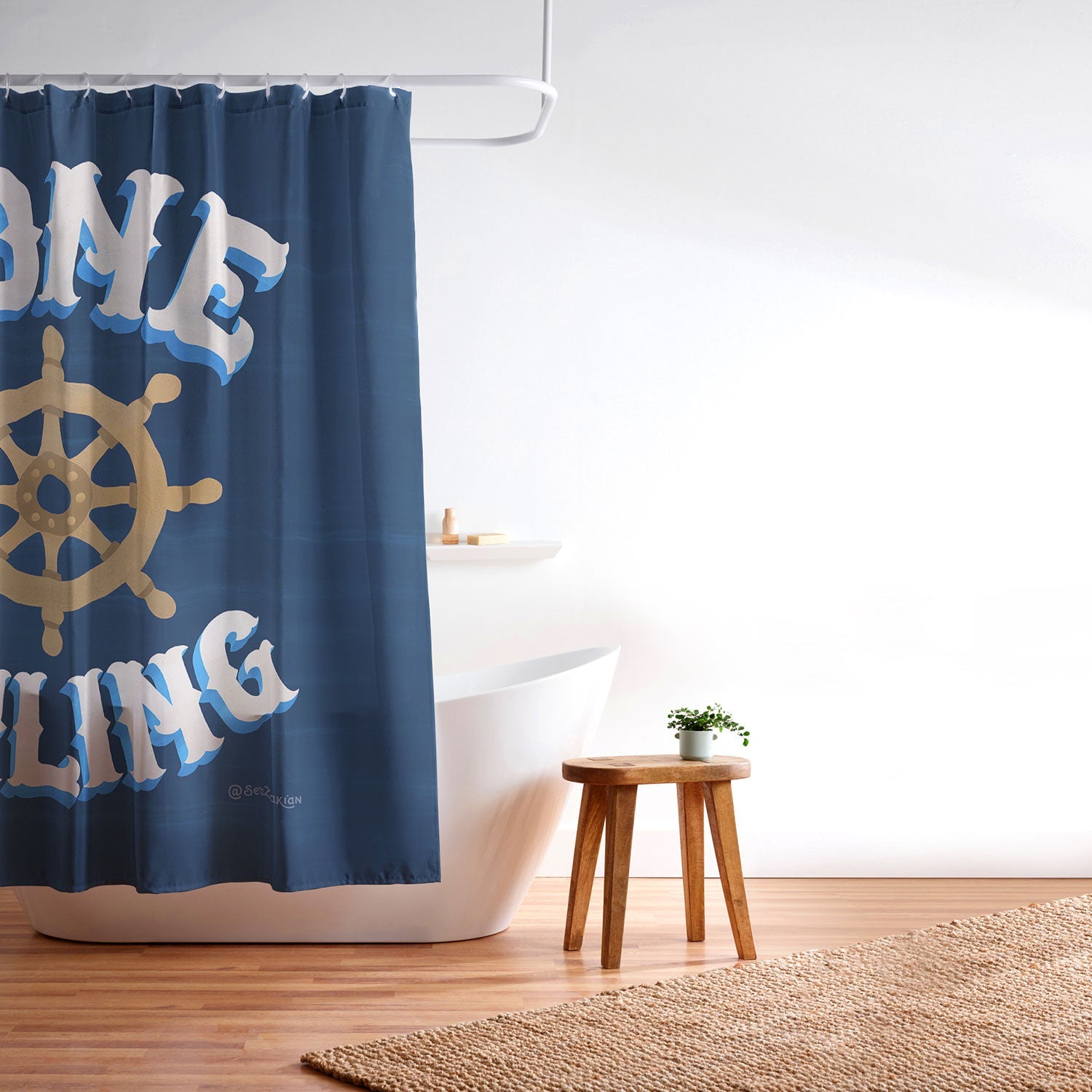 Seta Zakian Gone Sailing Shower Curtain
