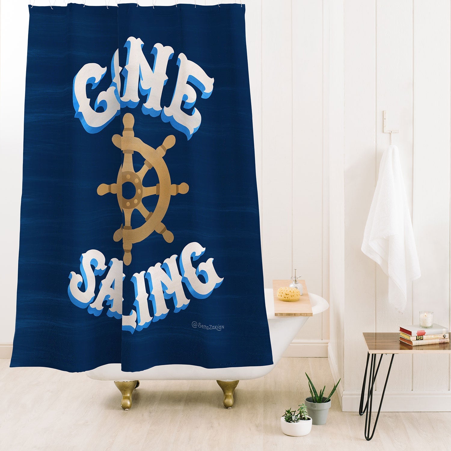 Seta Zakian Gone Sailing Shower Curtain