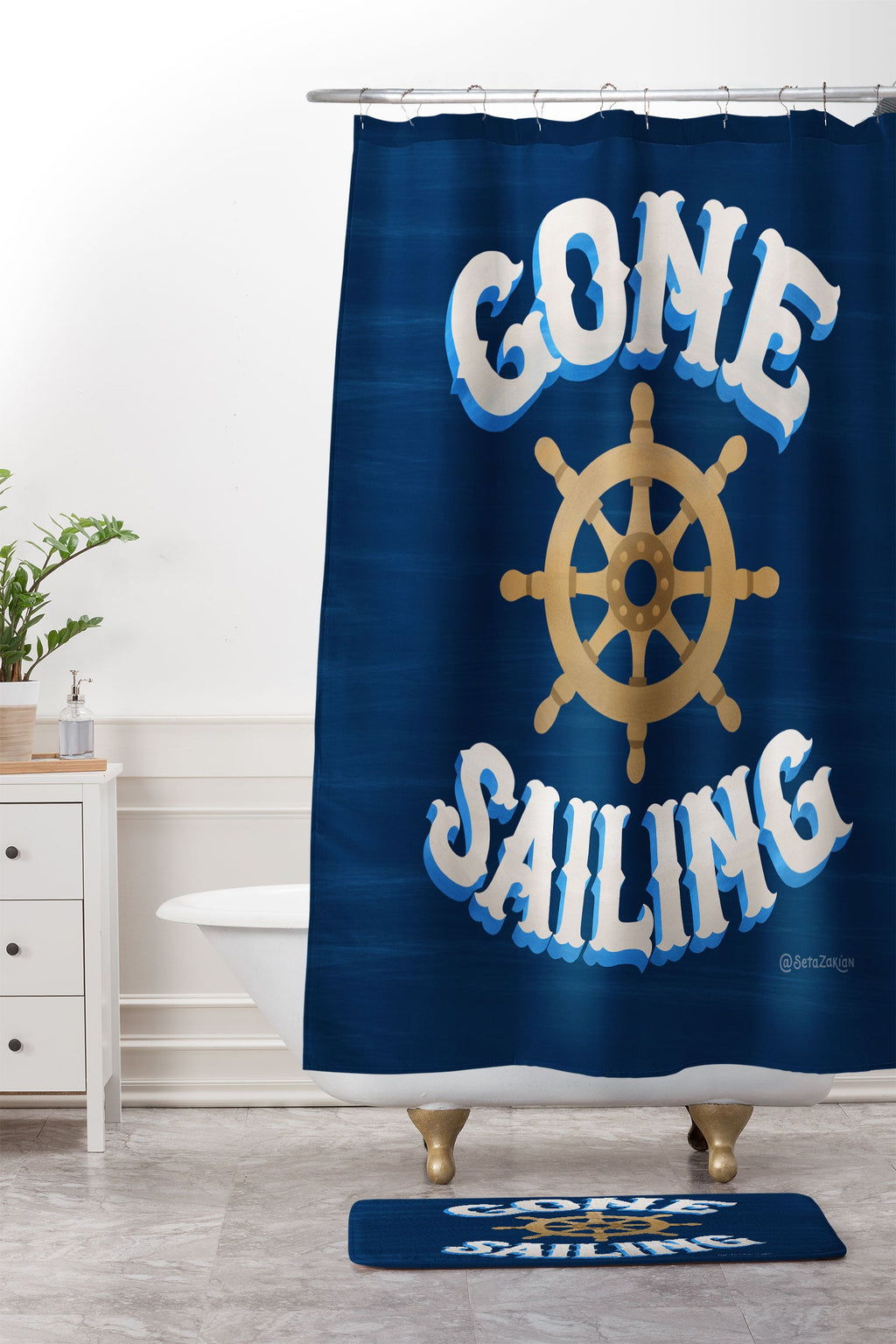 Seta Zakian Gone Sailing Memory Foam Bath Mat