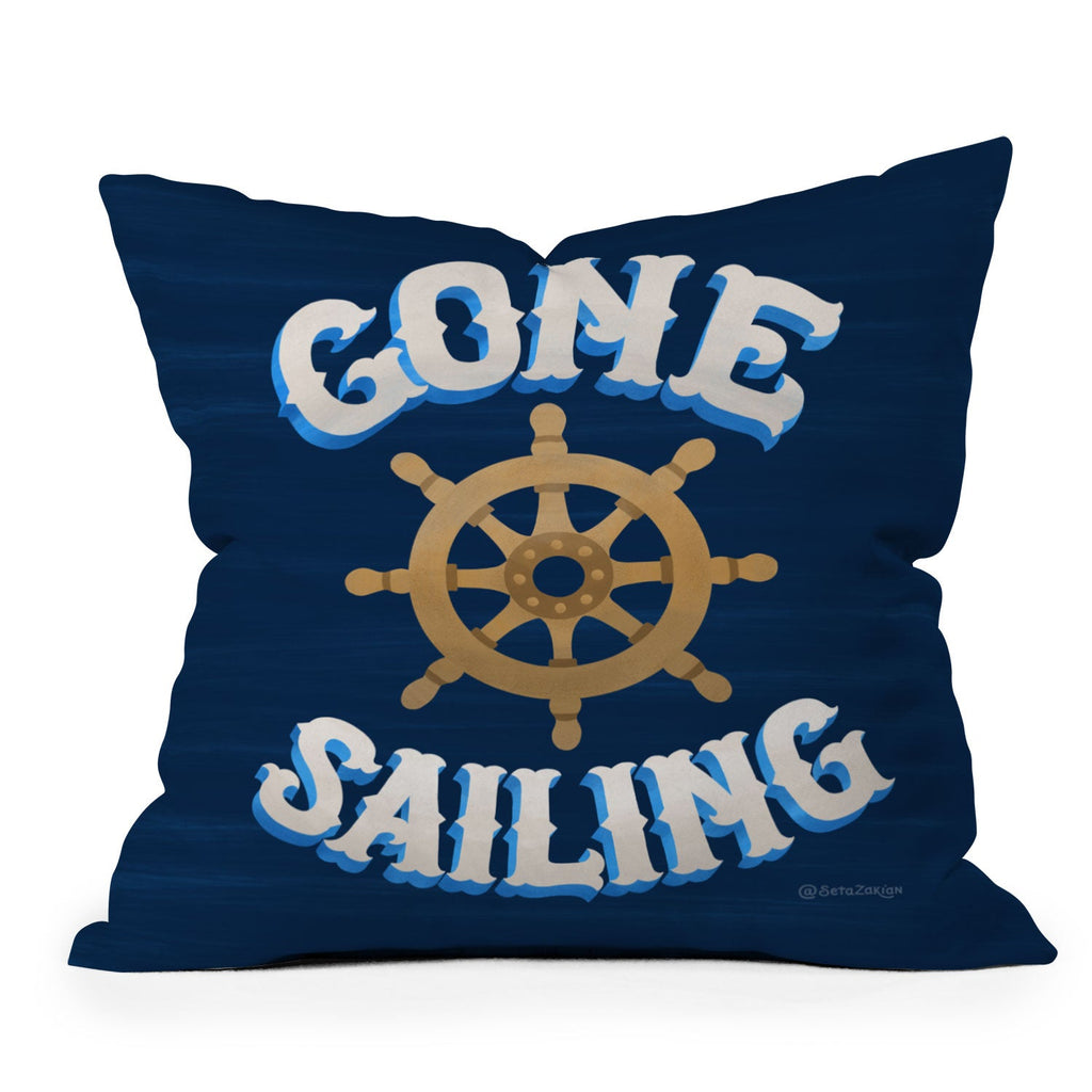Seta Zakian Gone Sailing Throw Pillow