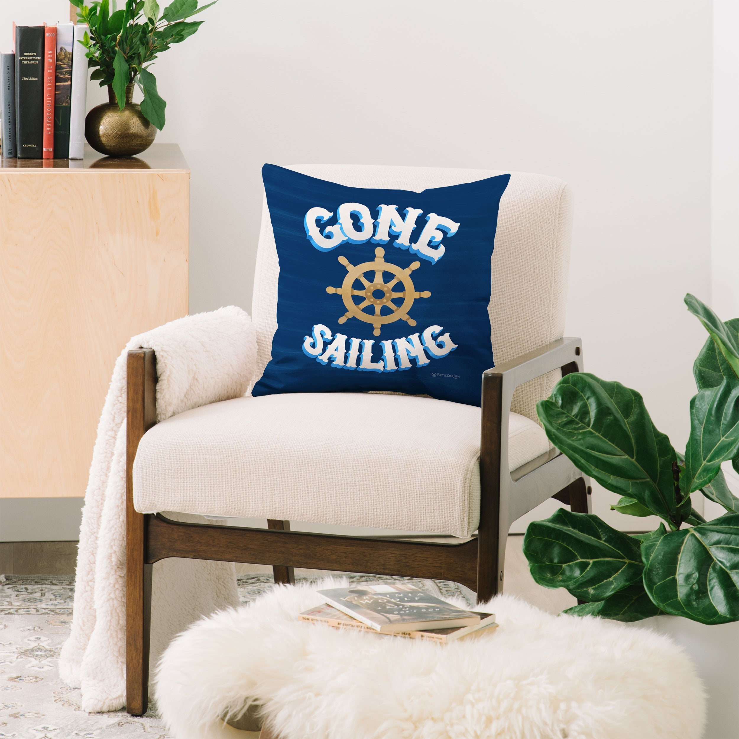 Seta Zakian Gone Sailing Throw Pillow