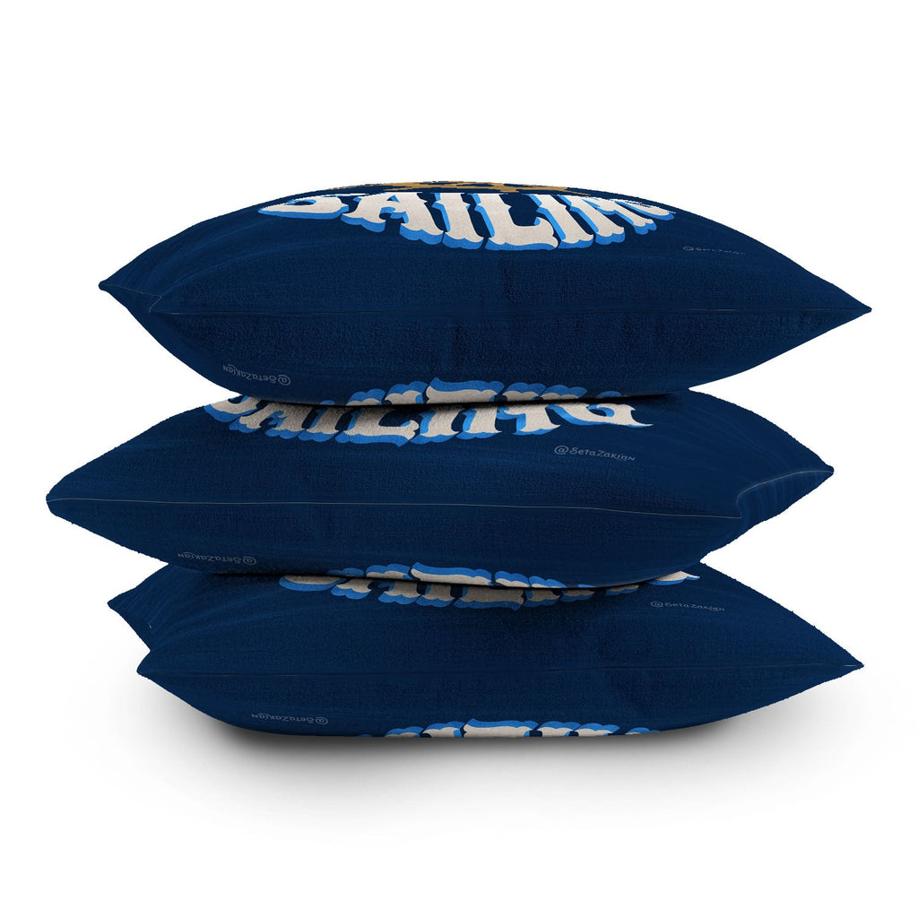 Seta Zakian Gone Sailing Throw Pillow
