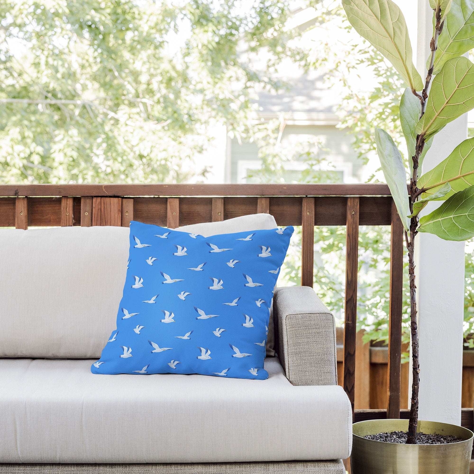 Seta Zakian Seagulls pattern Outdoor Throw Pillow