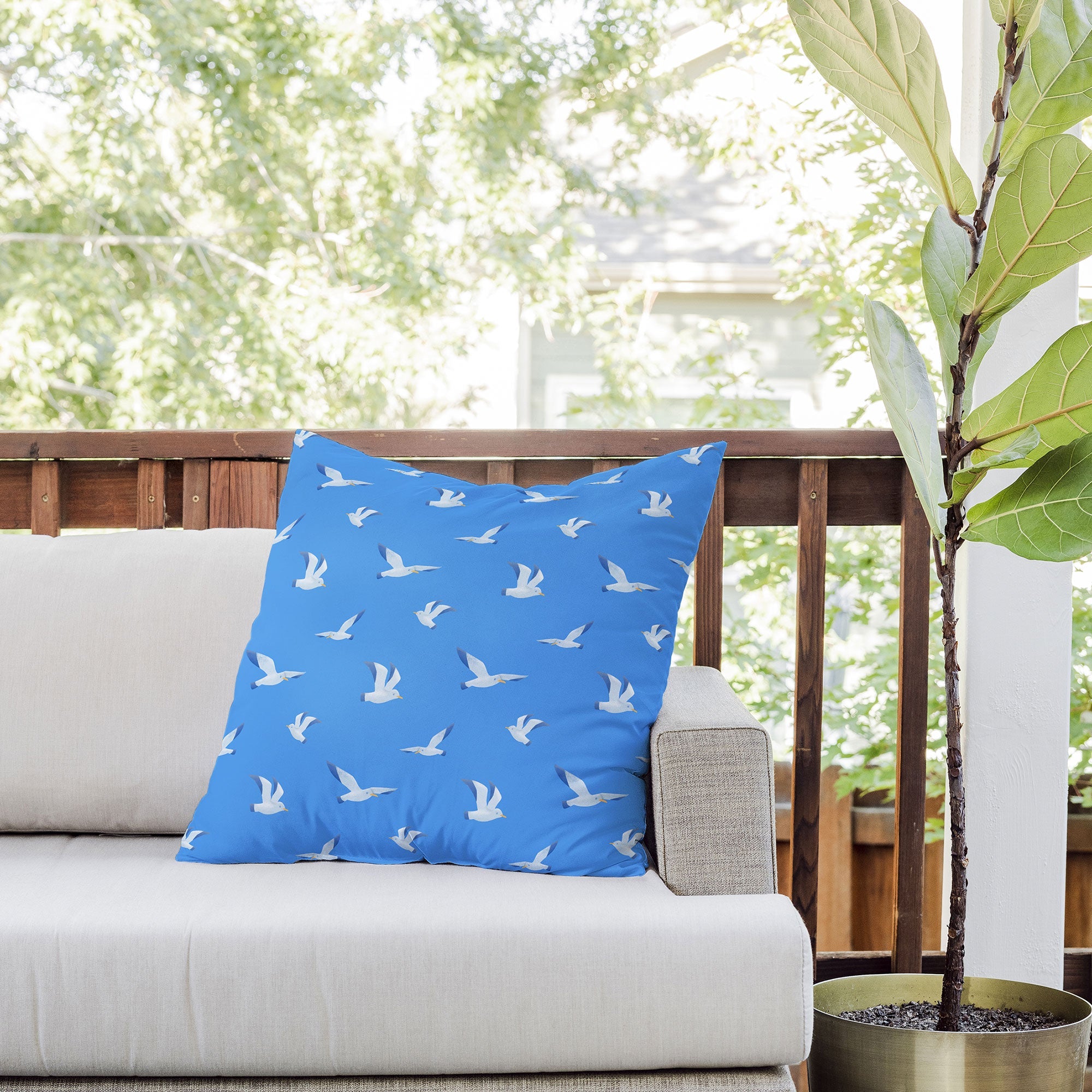 Seta Zakian Seagulls pattern Outdoor Throw Pillow