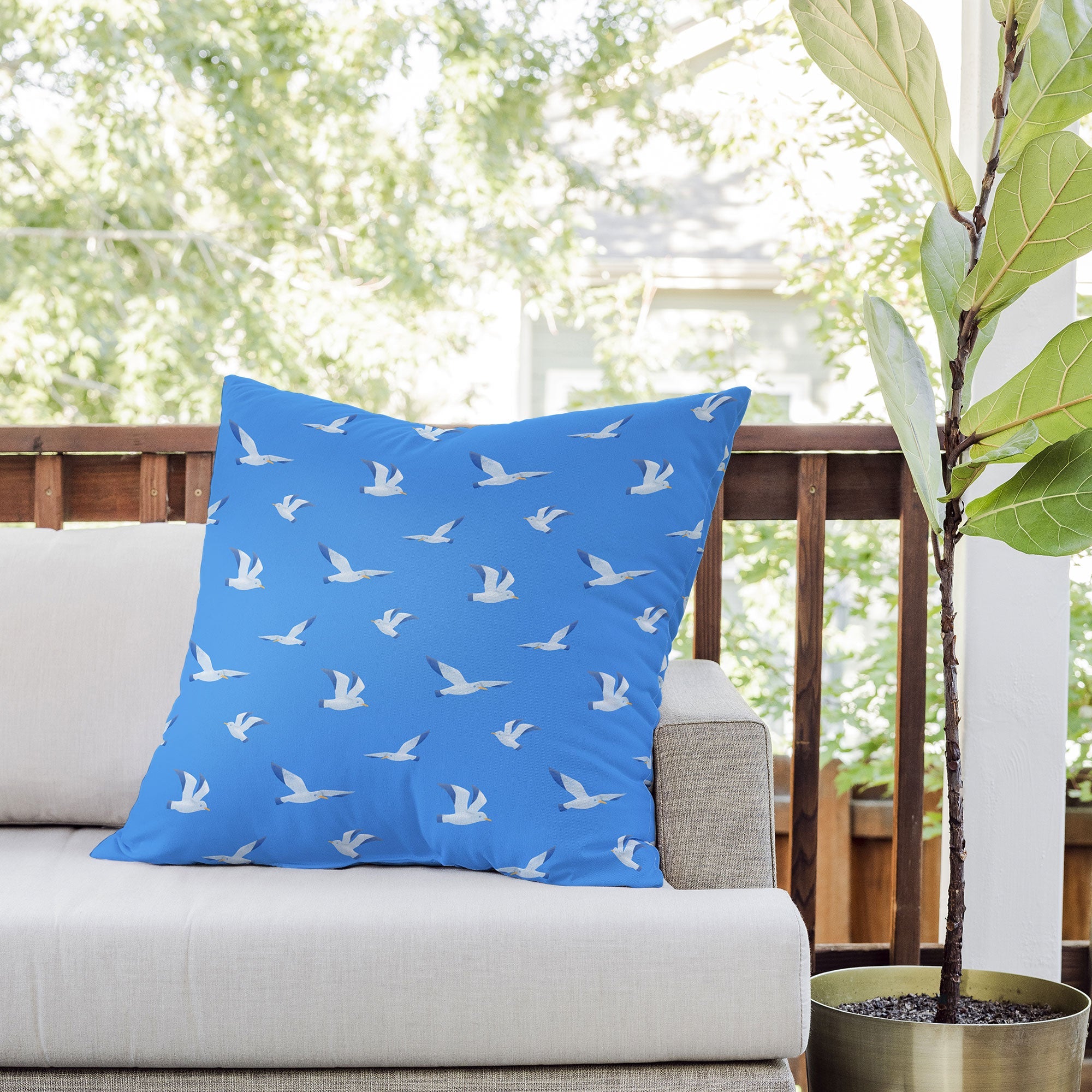 Seta Zakian Seagulls pattern Outdoor Throw Pillow