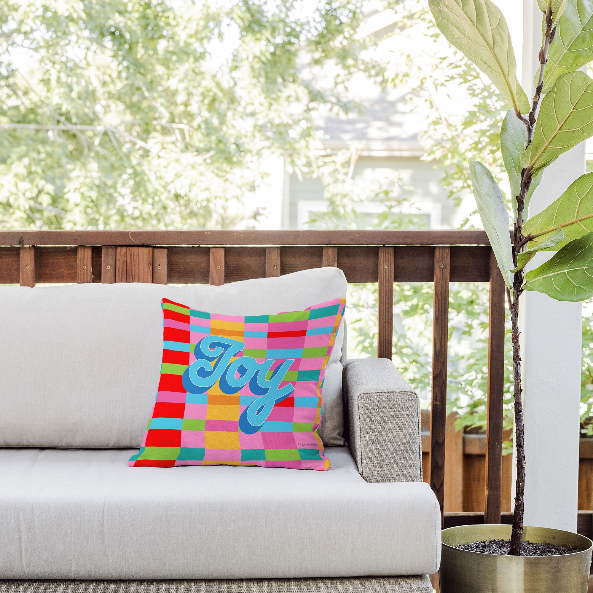 Seta Zakian Stripe Hype Joy Outdoor Throw Pillow