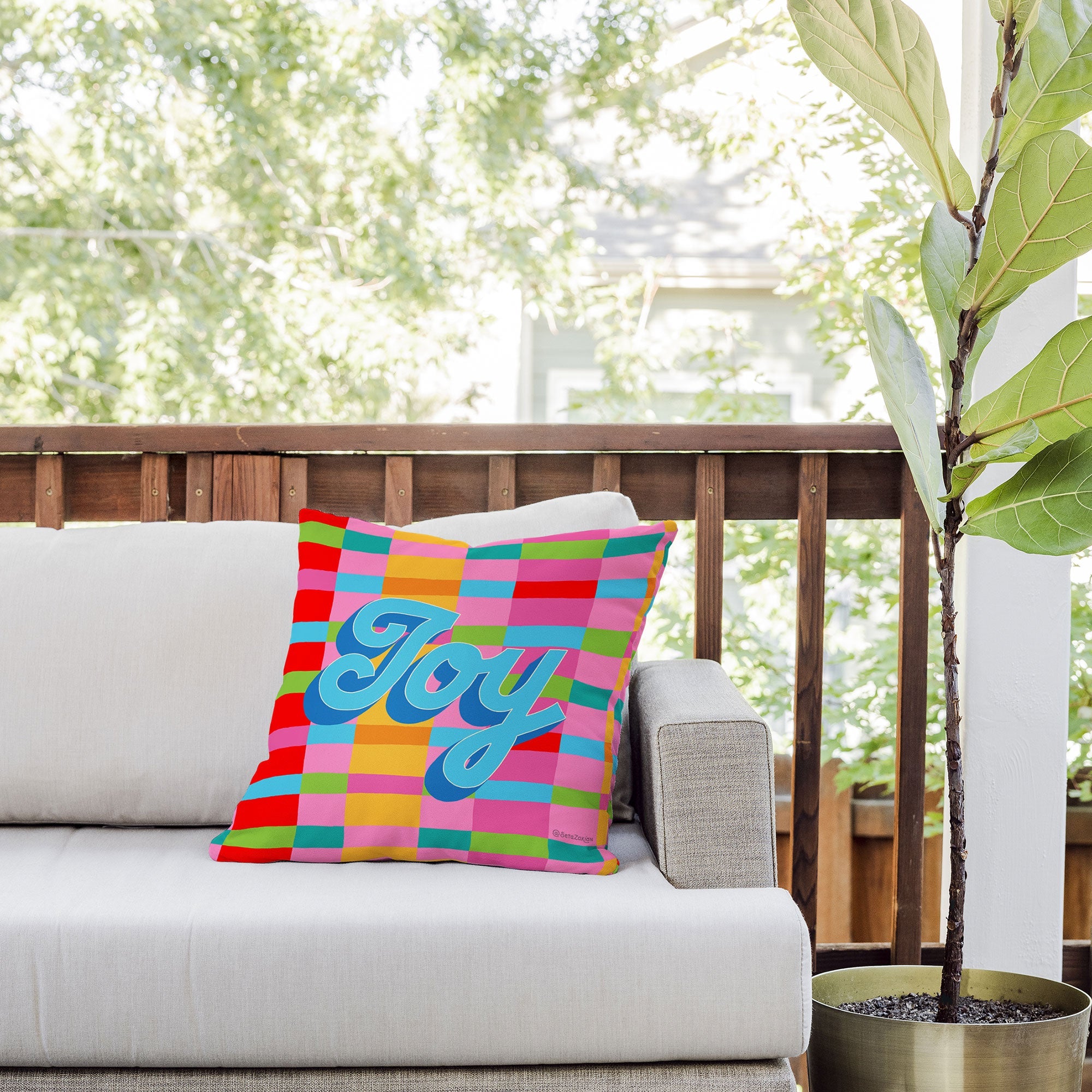 Seta Zakian Stripe Hype Joy Outdoor Throw Pillow