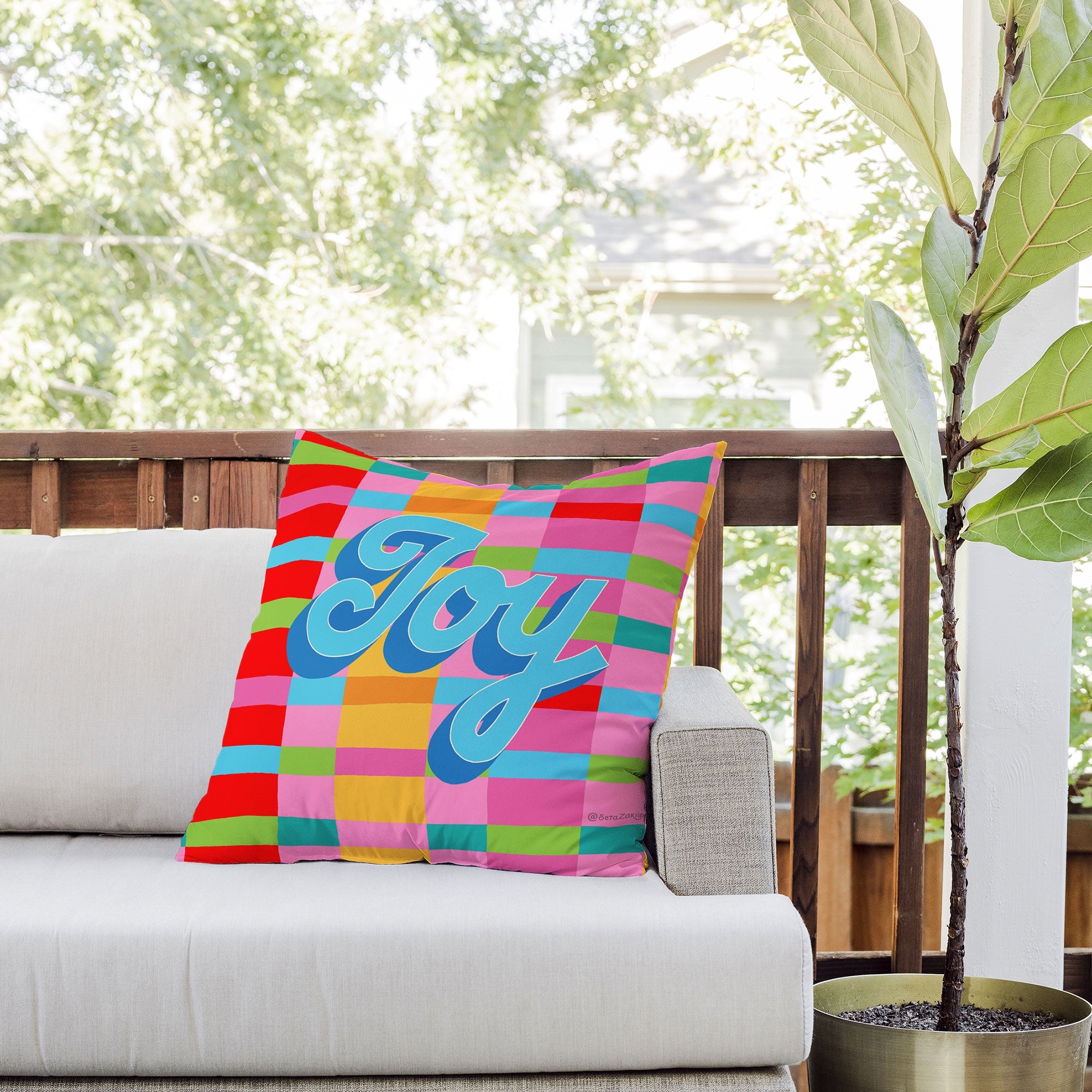 Seta Zakian Stripe Hype Joy Outdoor Throw Pillow