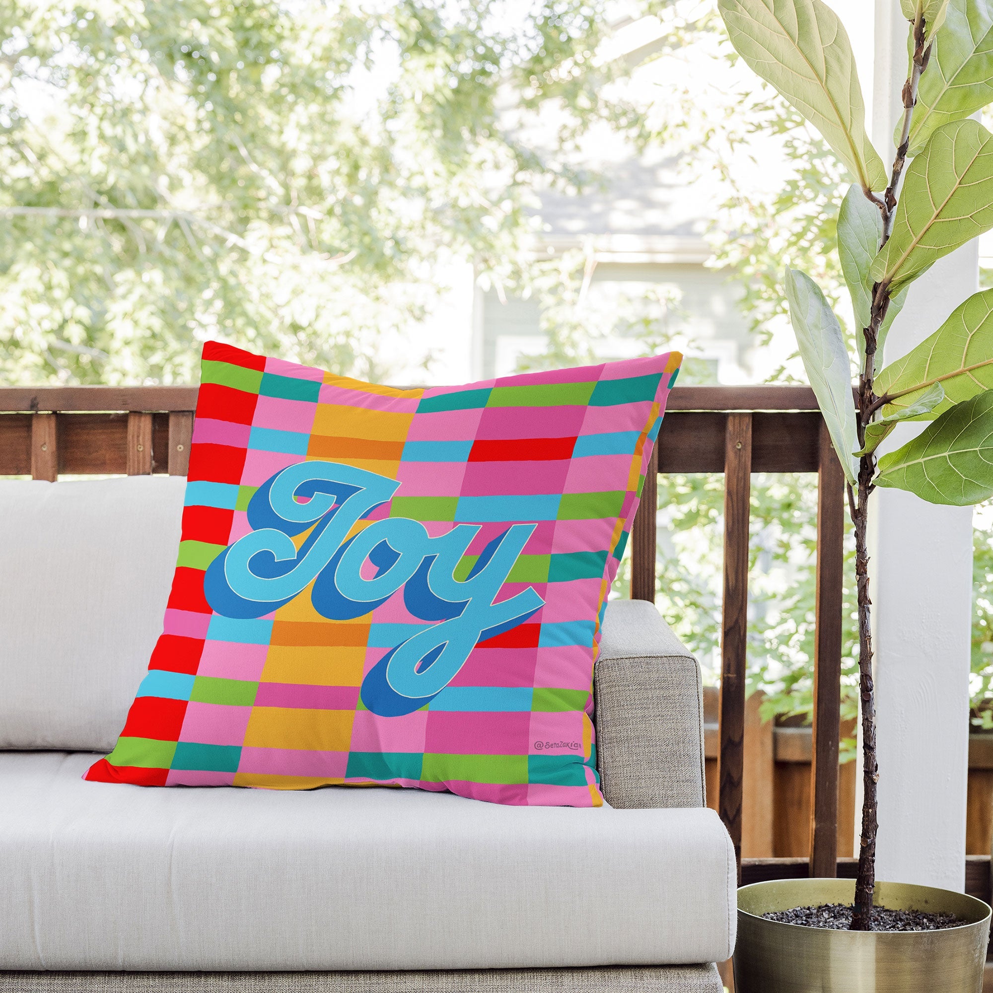 Seta Zakian Stripe Hype Joy Outdoor Throw Pillow