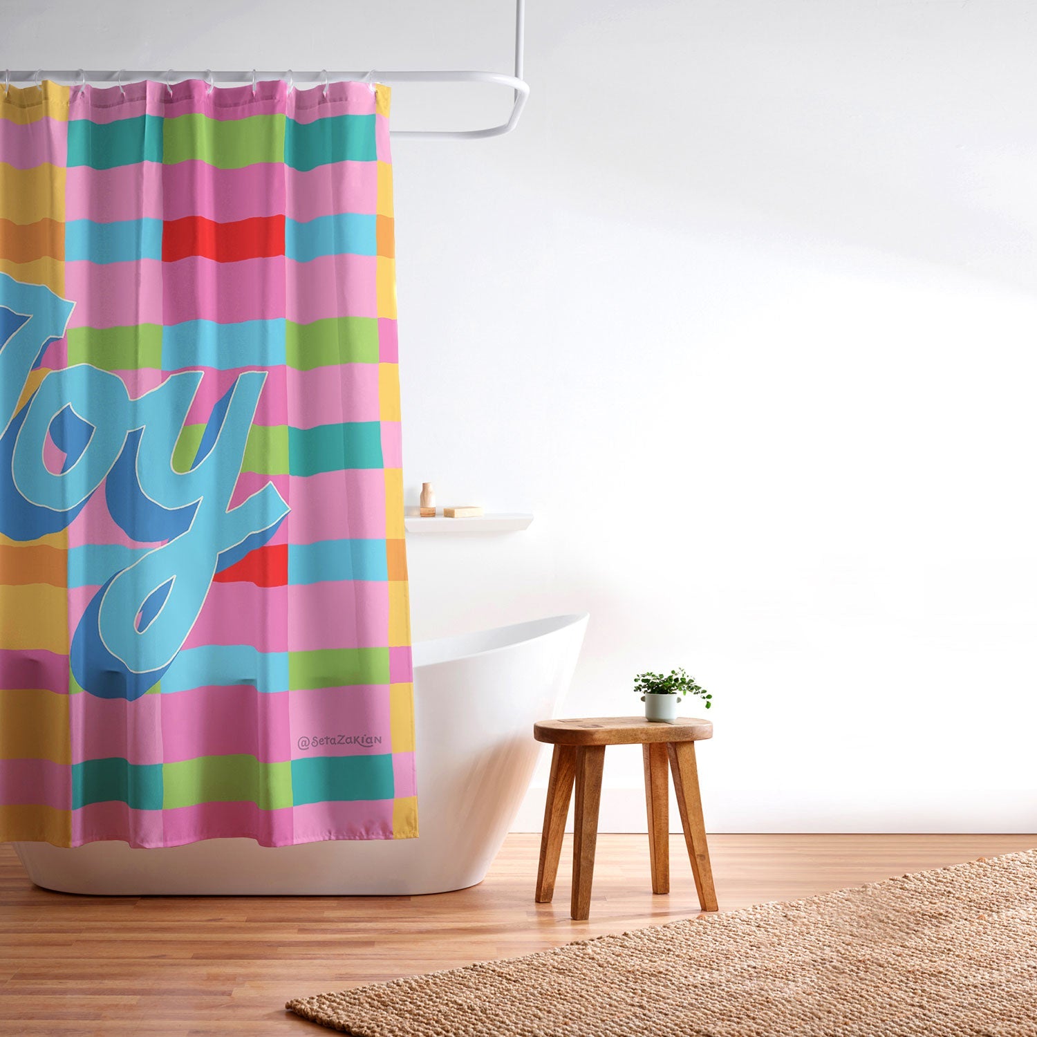 Seta Zakian Stripe Hype Joy Shower Curtain