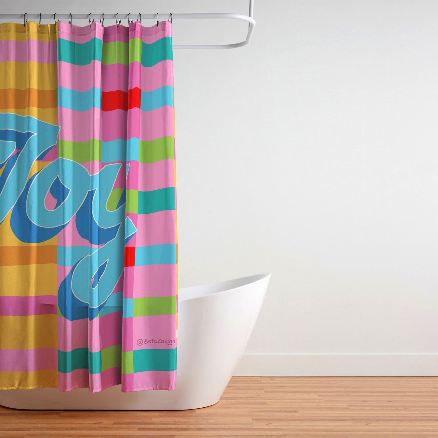 Seta Zakian Stripe Hype Joy Shower Curtain
