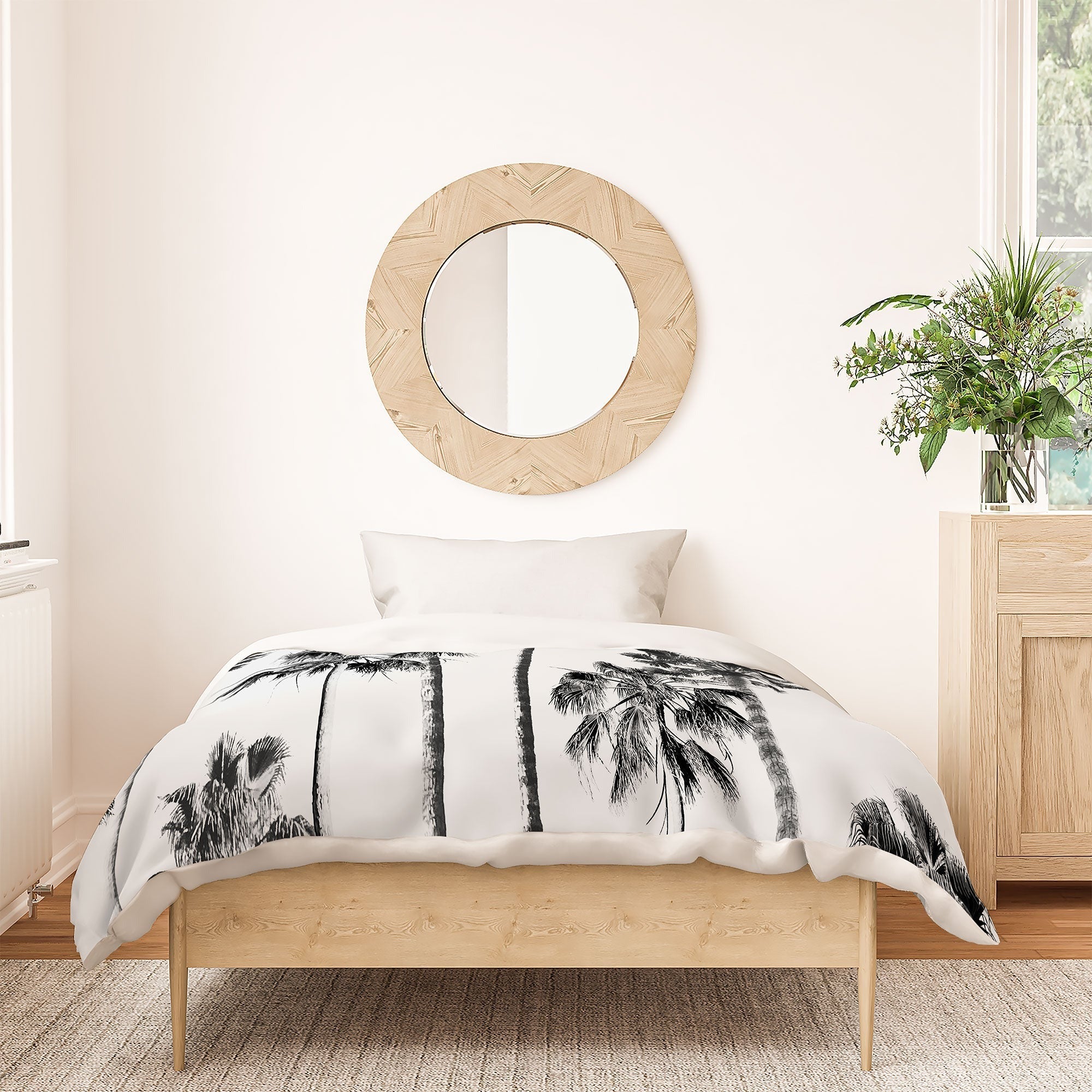 Gal Design Black And White Palms Duvet Cover