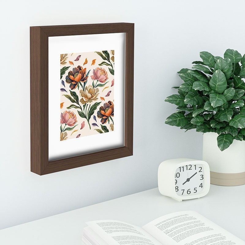 Marta Barragan Camarasa Hand Painted Peony Florals Recessed Framing Rectangle