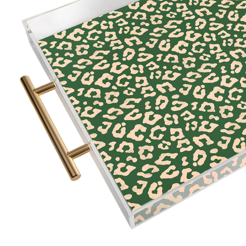 Avenie BR Cheetah Print In Green Acrylic Tray