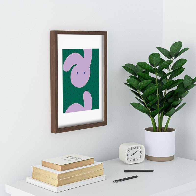Camilla Foss Pebbles and Rabbit Recessed Framing Rectangle