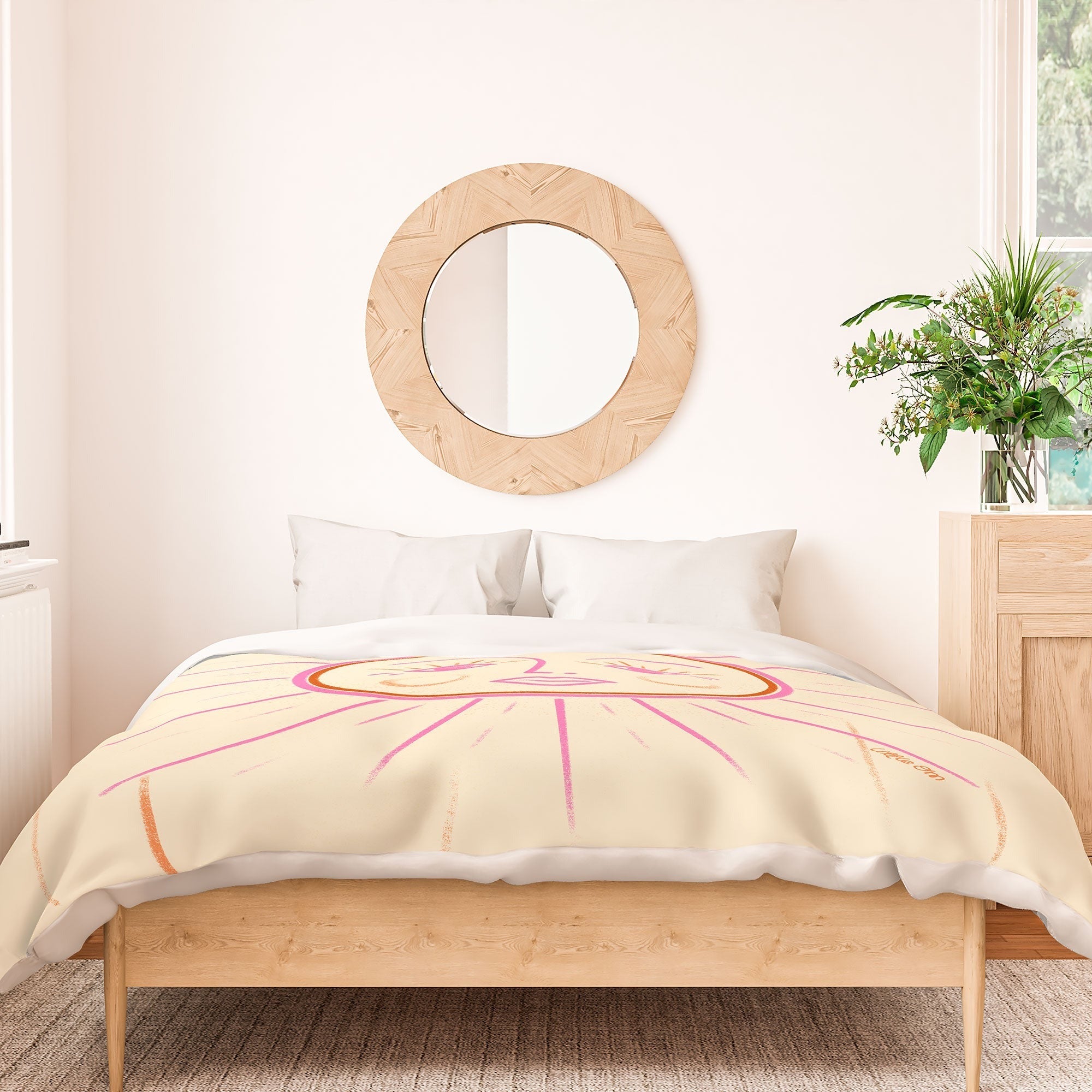 Little Om Celestial Sun cream Duvet Cover