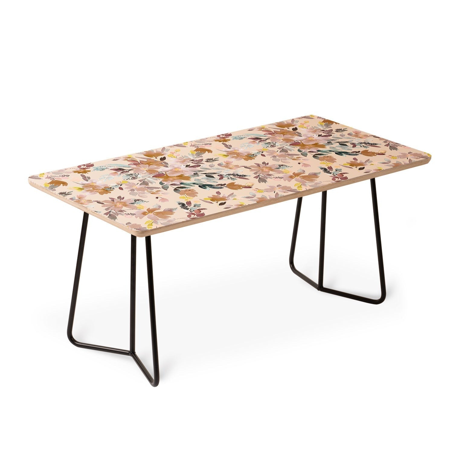 Ninola Design Botanic Retreat Floral Oleander Whimsical Soft Pink Coffee Table