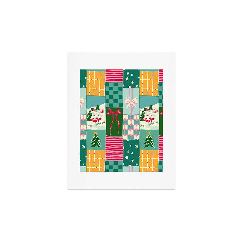 LouBruzzoni Cozy Christmas Patchwork Art Print
