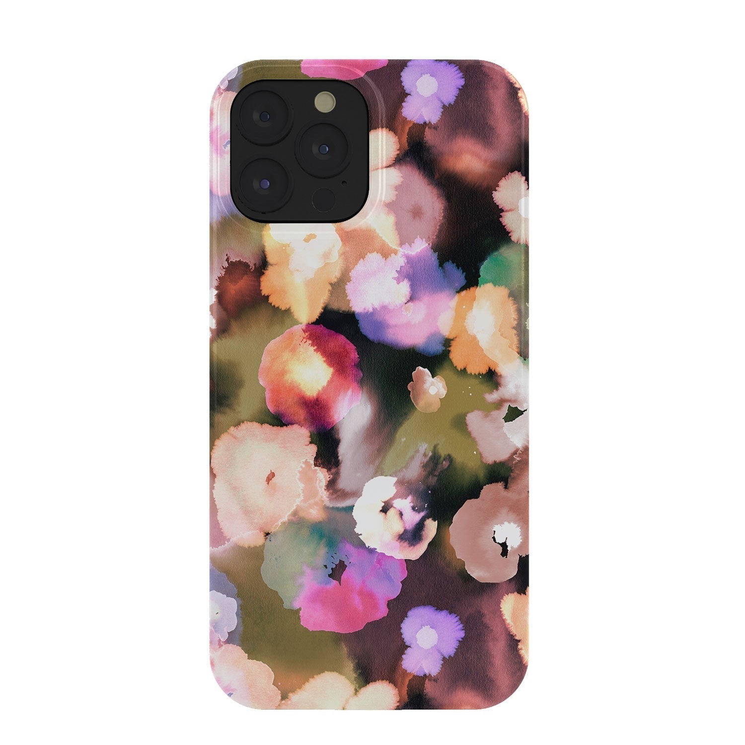 Ninola Design Botanic Retreat Ombre Abstract Watercolor Flowers Pink gold Phone Case