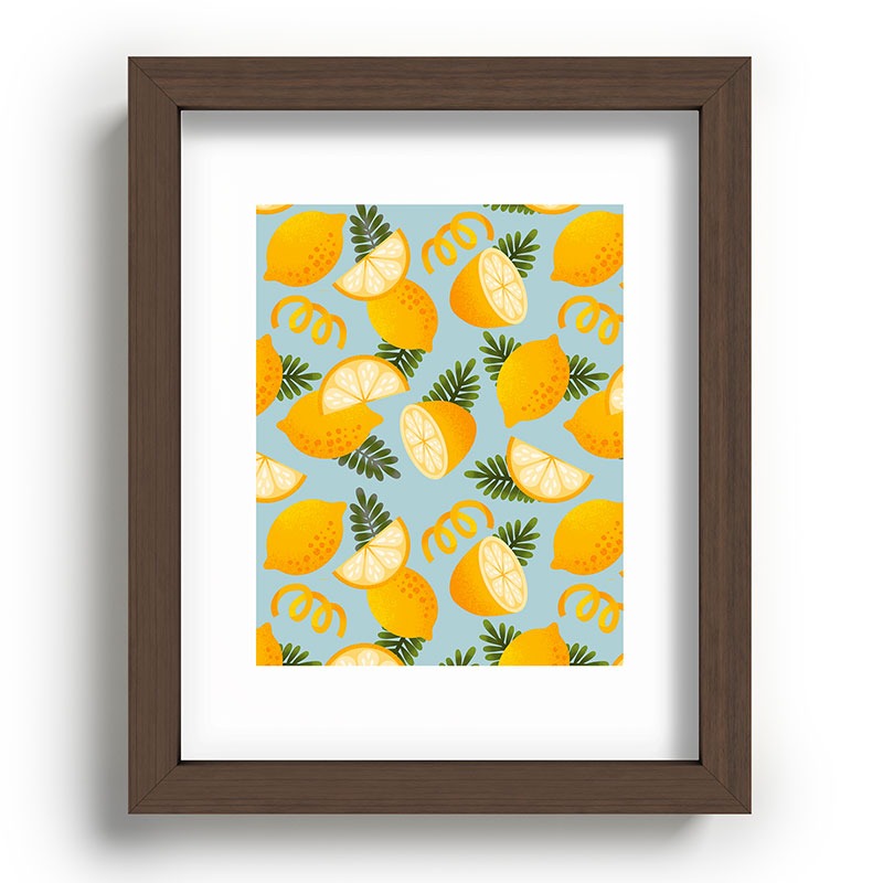 Jessica Molina Lemon Pattern on Sky Blue Recessed Framing Rectangle
