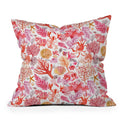 Ninola Design Botanic Retreat Coral Reef Crab Lobster Red Outdoor Throw Pillow
