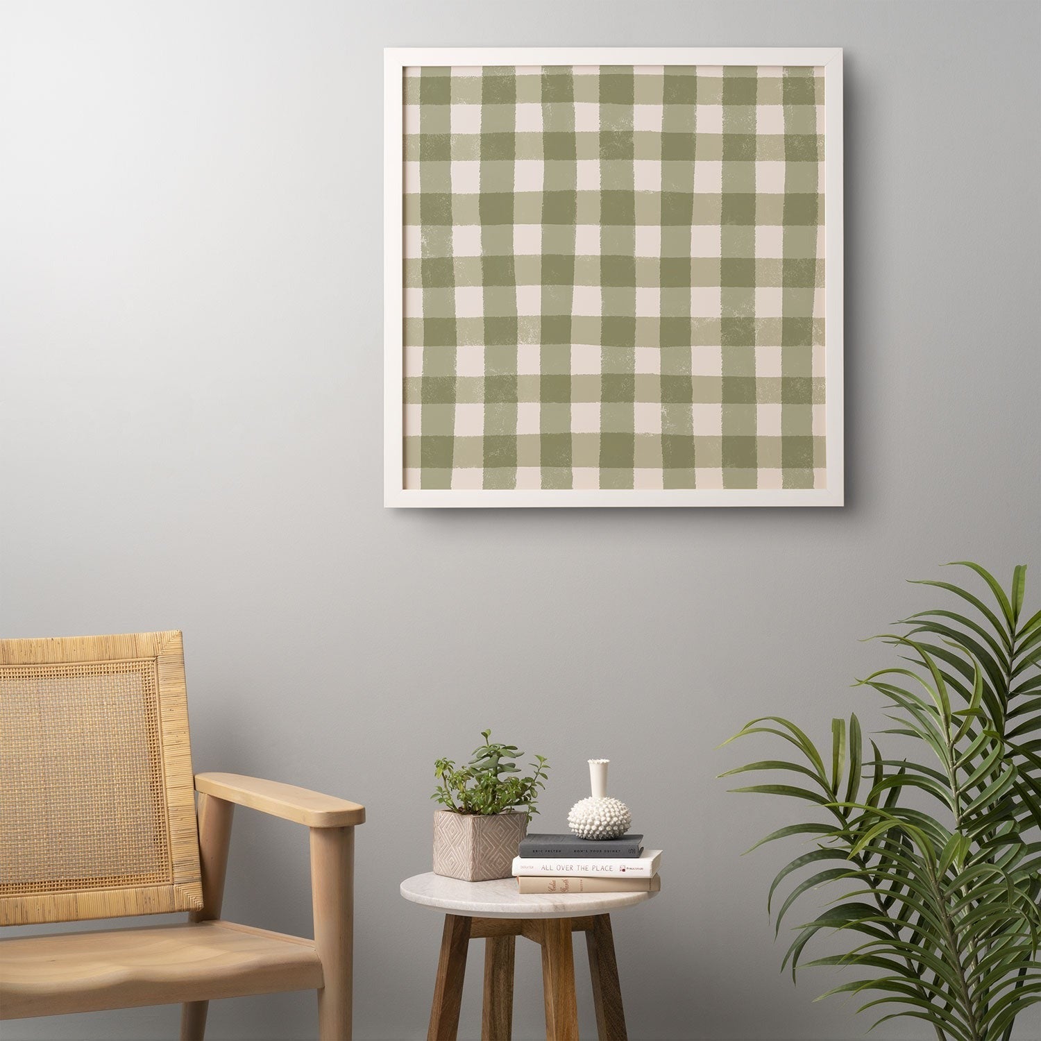 Menina Lisboa Rustic Green Plaid Framed Wall Art