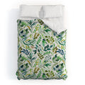 Ninola Design Botanic Retreat Loose Botanical Leaves Watercolor Green Comforter