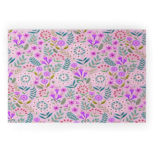 Pimlada Phuapradit Ditsy Purple Floral Half Drop Welcome Mat