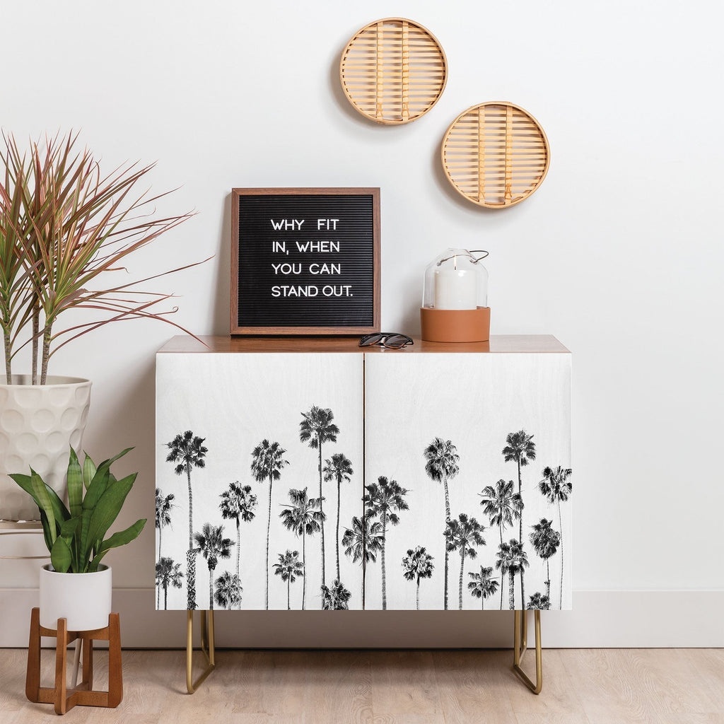 Gal Design Black And White Palms Credenza