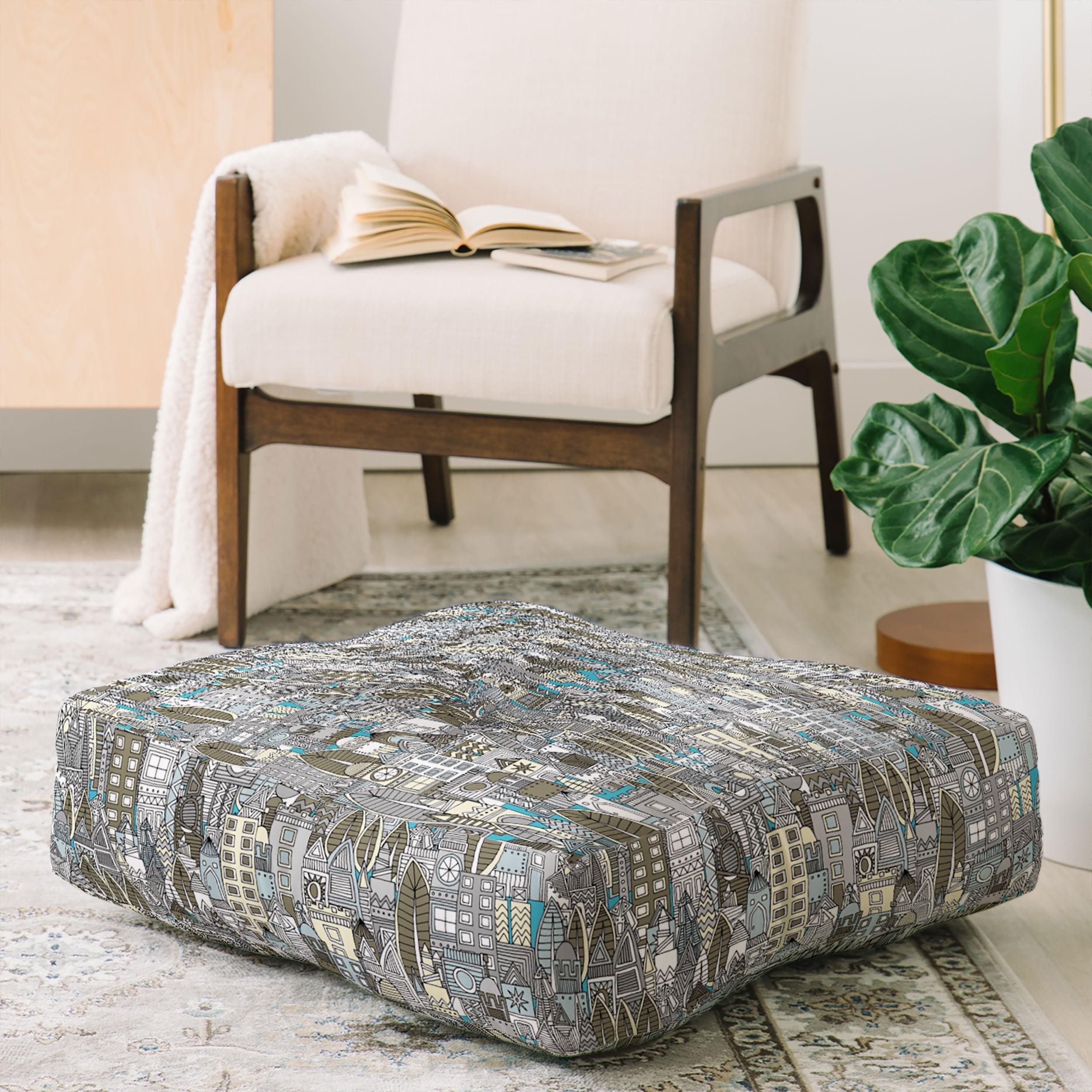 Sharon Turner Aluminum City Floor Pillow Square
