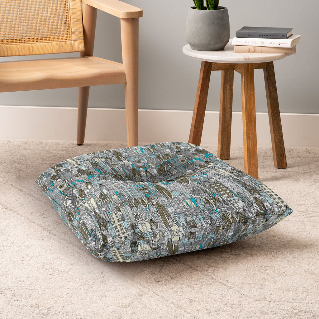 Sharon Turner Aluminum City Floor Pillow Square