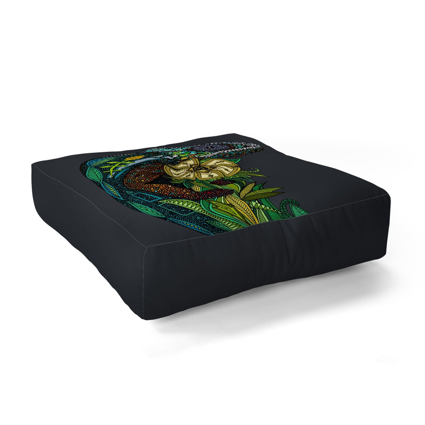 Sharon Turner Chameleon Pewter Floor Pillow Square