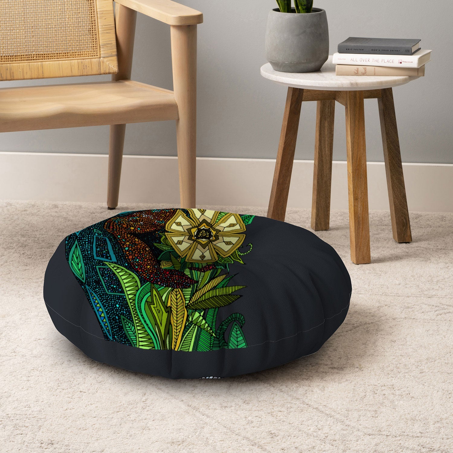 Sharon Turner Chameleon Pewter Floor Pillow Round