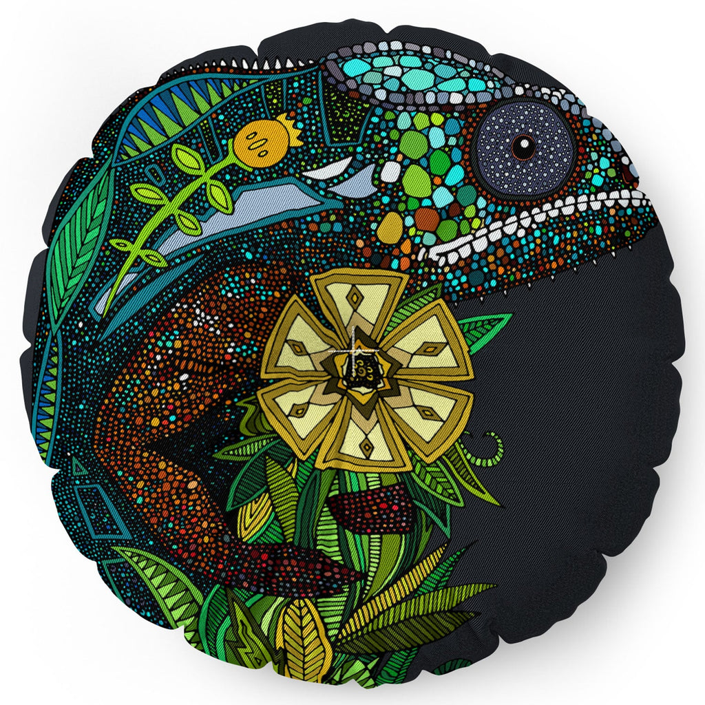 Sharon Turner Chameleon Pewter Floor Pillow Round