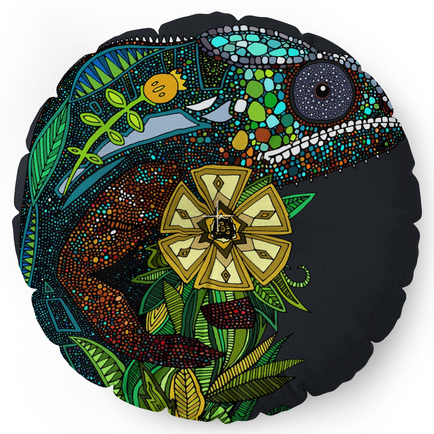 Sharon Turner Chameleon Pewter Floor Pillow Round